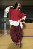 Scamp Leopard Demi Bloom Pant Bordeaux /5 